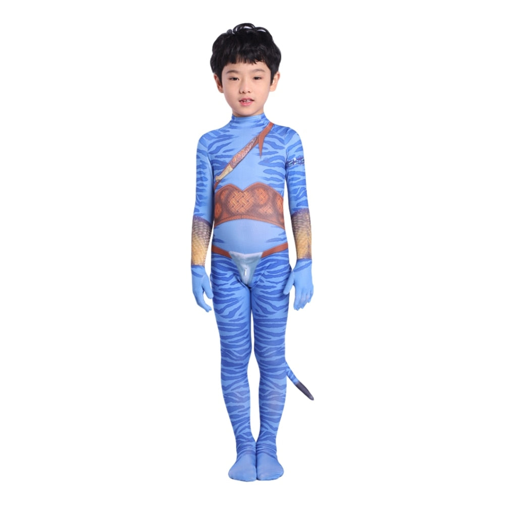 Adult/Kids Avatar 2 Cosplay Costume The Way of Water Jumpsuit Halloween