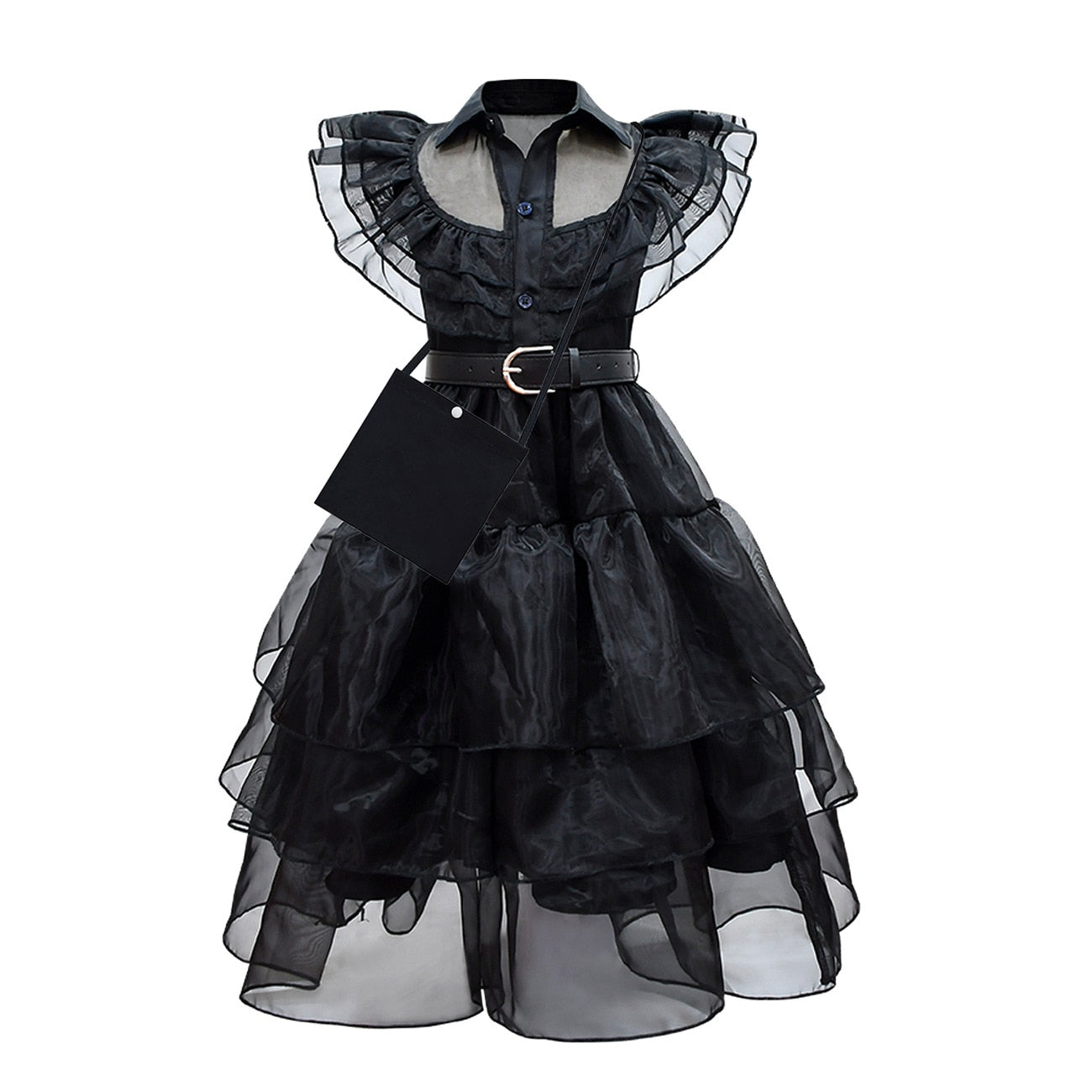 Wednesday Addams Cosplay Dress Kids Girls Costumes Black Gothic Dresses Children Halloween Party Clothes