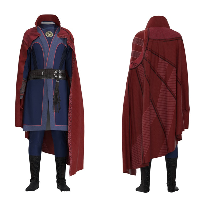 Doctor Strange Cosplay Costume with Necklace Ring Steve Red Cloak