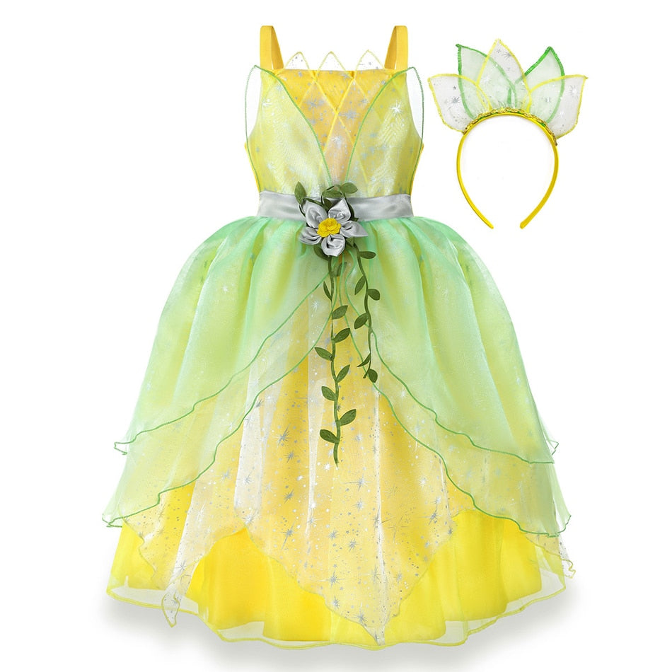 Disney Princess Tiana Kids Cosplay Dress for Party