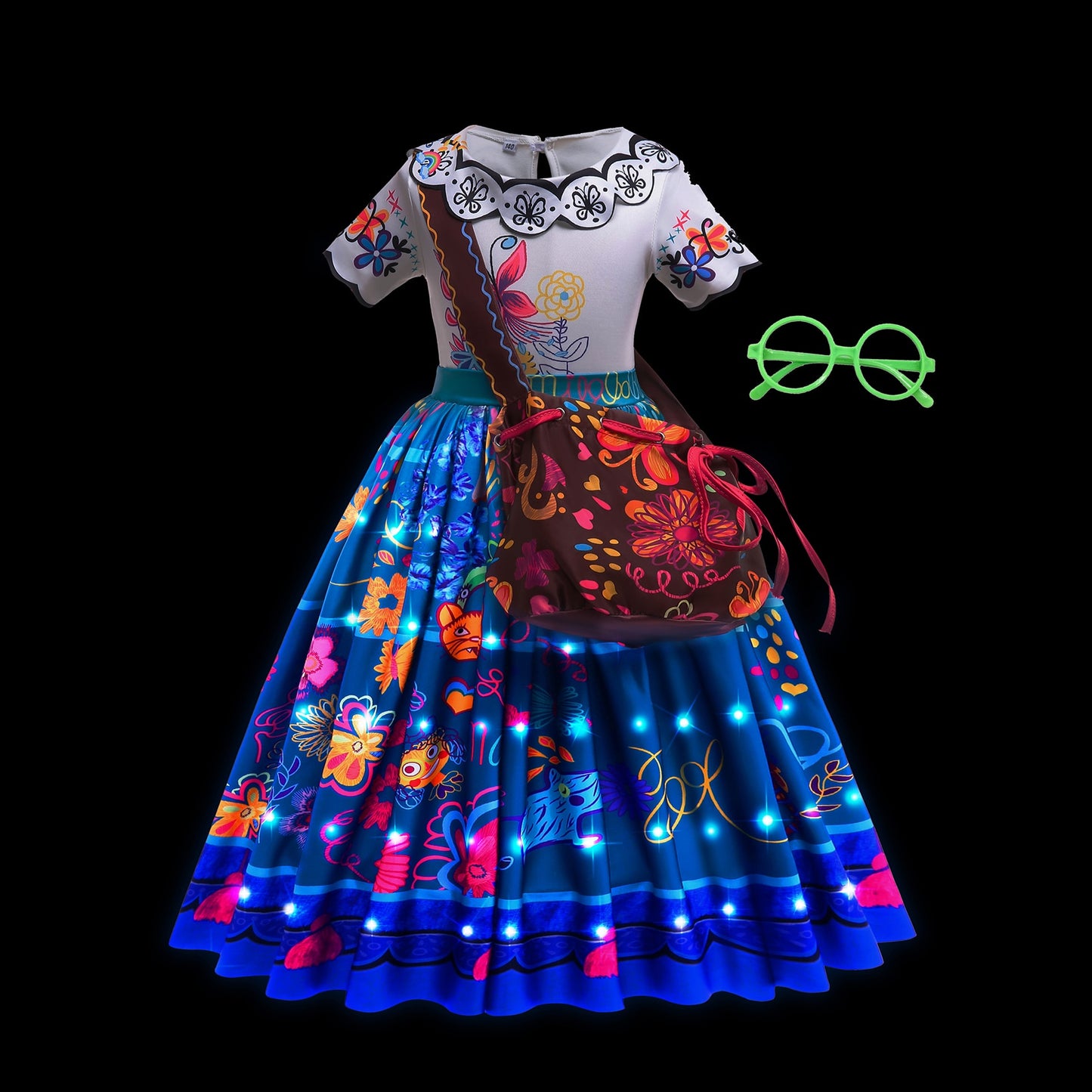 Disney Encanto LED Light Up Mirabel Cosplay Princess Birthday Party Dress