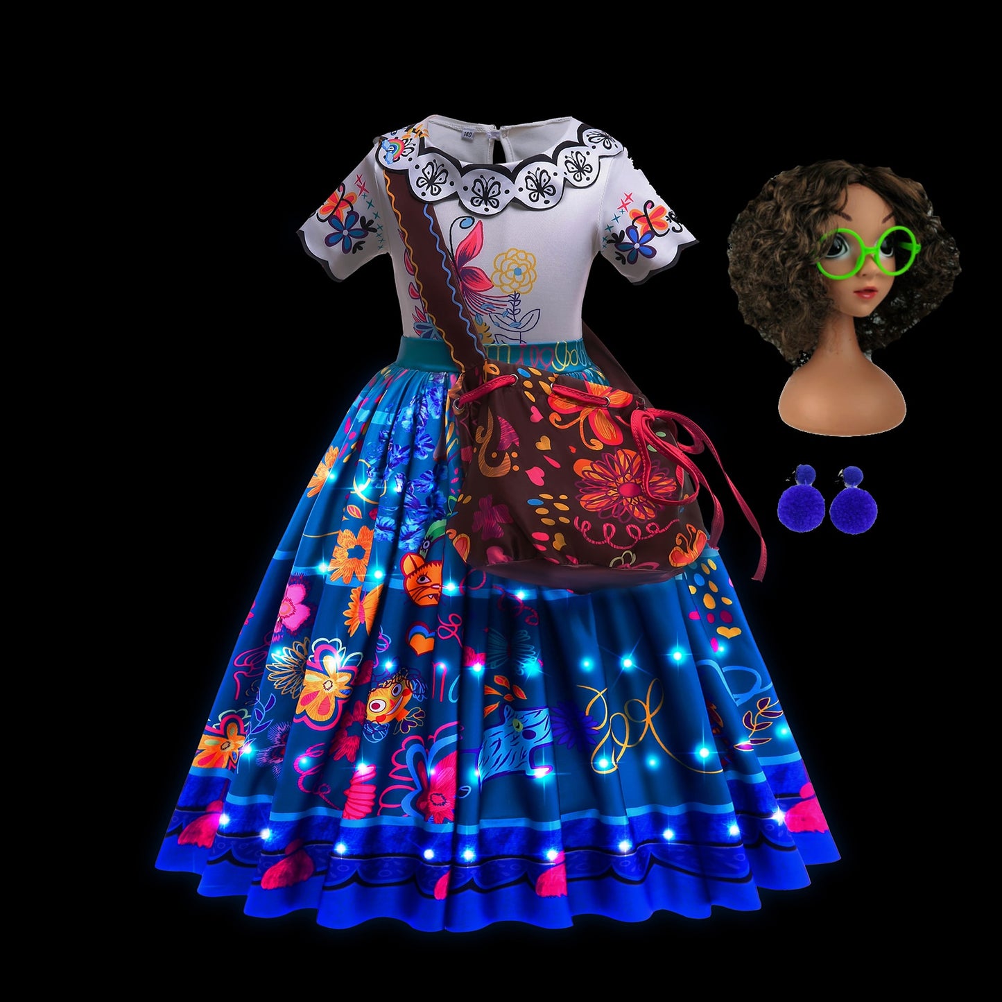 Disney Encanto LED Light Up Mirabel Cosplay Princess Birthday Party Dress